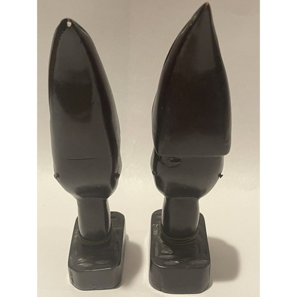 Set Of 2 Vintage Carved Wood Tribal Black Woman Head and Neck Bust Figurine 8”+ - Picture 5 of 11